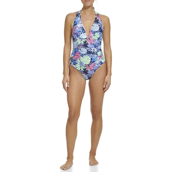 Tommy Hilfiger Women's Standard V-Neck One Piece Swimsuit, Neo Mint, 6 10289 - Picture 1 of 2
